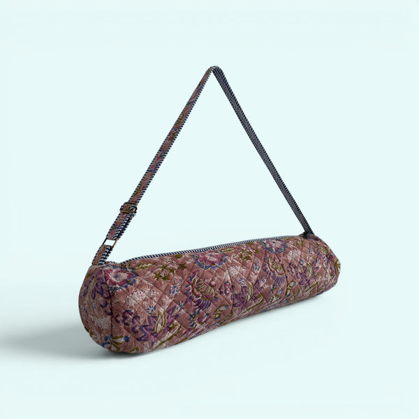 Yoga Mat Bag | Brown, Blue and Lilac Floral Print