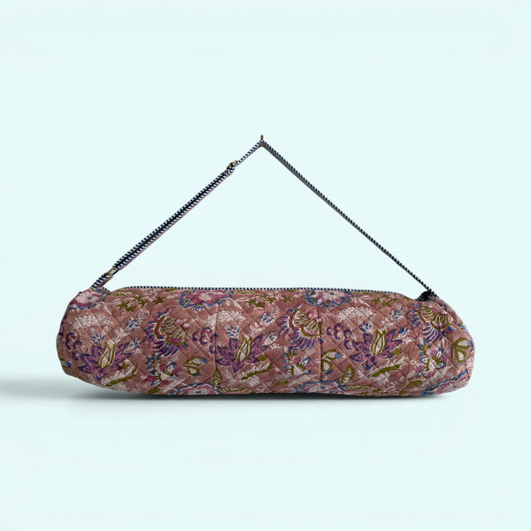 Yoga Mat Bag | Brown, Blue and Lilac Floral Print