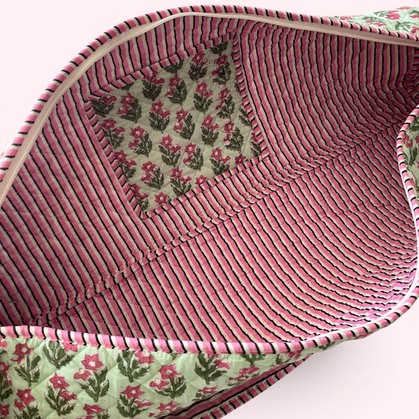 Yoga Mat Bag | Mint Green and Pink Flower Print