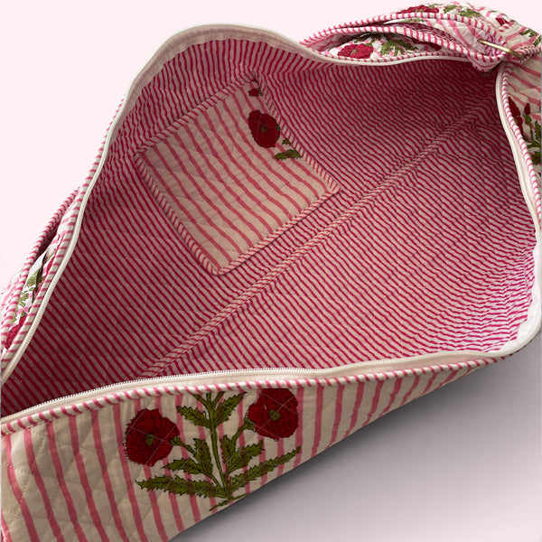 Yoga Mat Bag | Pink Stripe and Flower Print