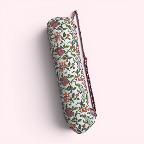 Yoga Mat Bag | White Garden Floral Print