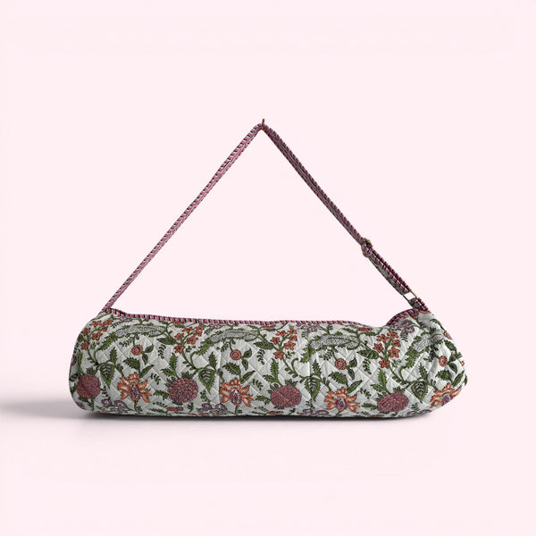 Yoga Mat Bag | White Garden Floral Print