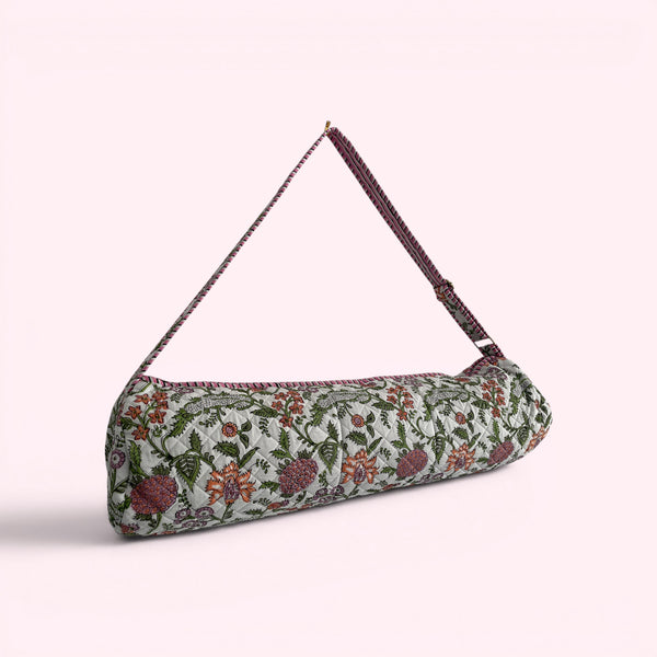 Yoga Mat Bag | White Garden Floral Print