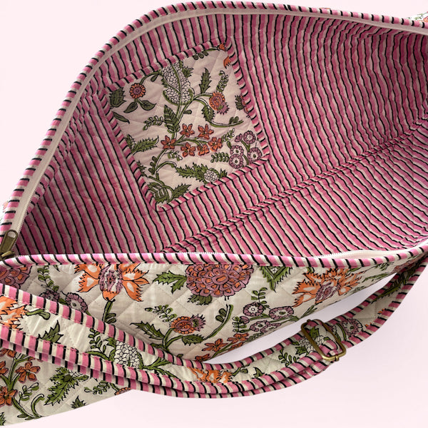 Yoga Mat Bag | White Garden Floral Print