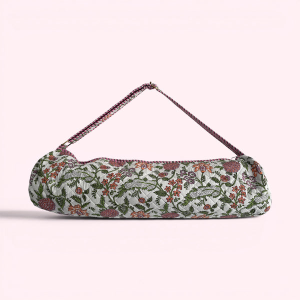 Yoga Mat Bag | White Garden Floral Print