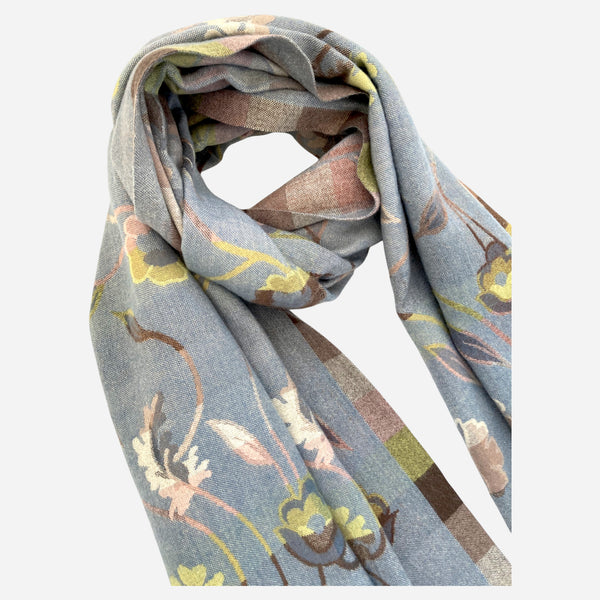 Tapestry Floral Supersoft Winter Scarf in Denim Blues