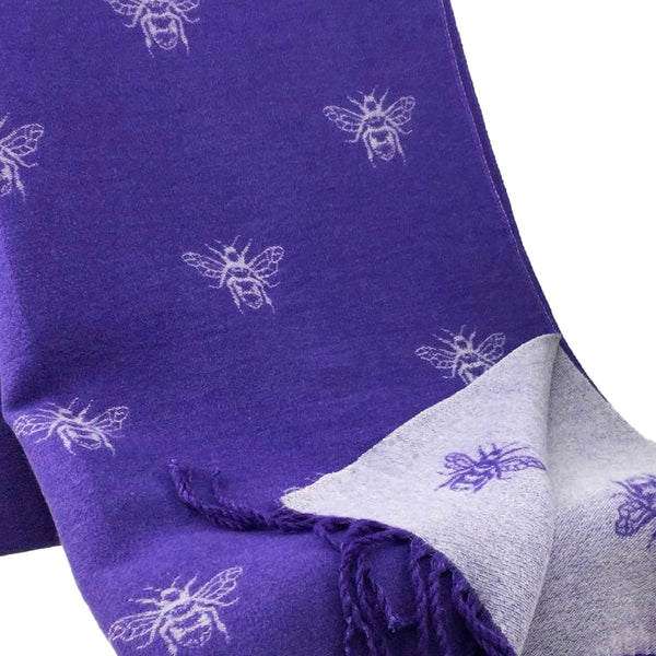 Cashmere Bee Scarf - PURPLE - CLEARANCE