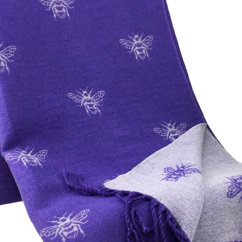 Cashmere Bee Scarf - PURPLE - CLEARANCE
