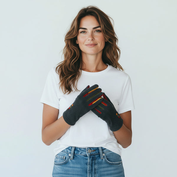 Dark Grey Suede Gloves