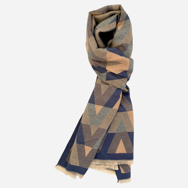 Denim Blue Geometric Pattern Supersoft Winter Scarf