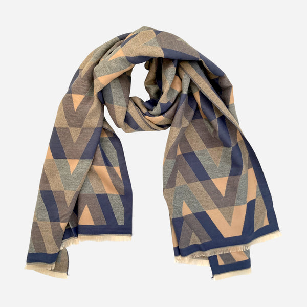 Denim Blue Geometric Pattern Supersoft Winter Scarf