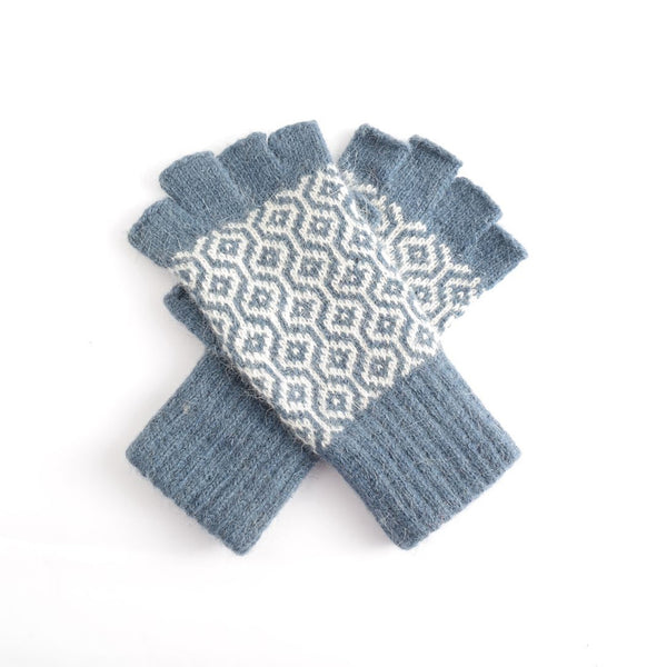 Fingerless Geometric Knit Gloves