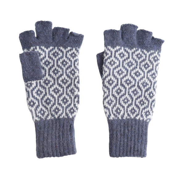 Fingerless Gloves with Geometric Fairisle Pattern