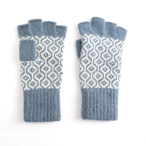 Fingerless Geometric Knit Gloves