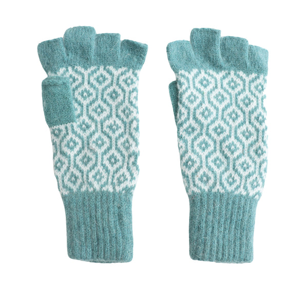 Fingerless Gloves with Geometric Fairisle Pattern