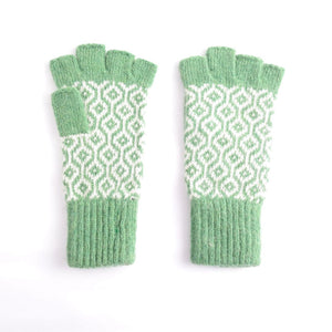 Fingerless Geometric Knit Gloves