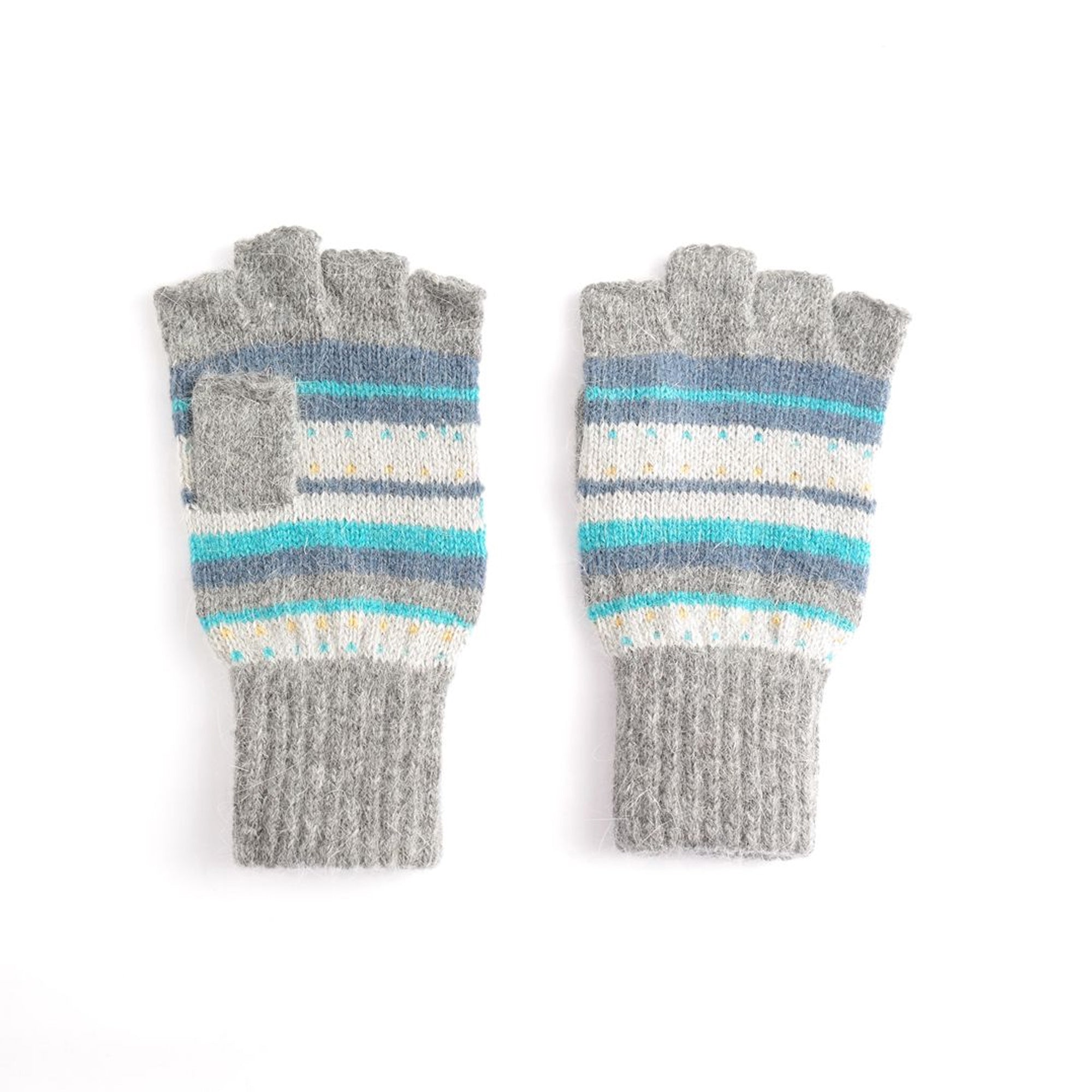 Fingerless Fun Stripe Knit Gloves