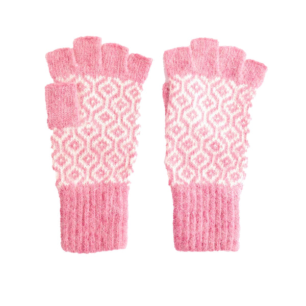 Fingerless Gloves with Geometric Fairisle Pattern