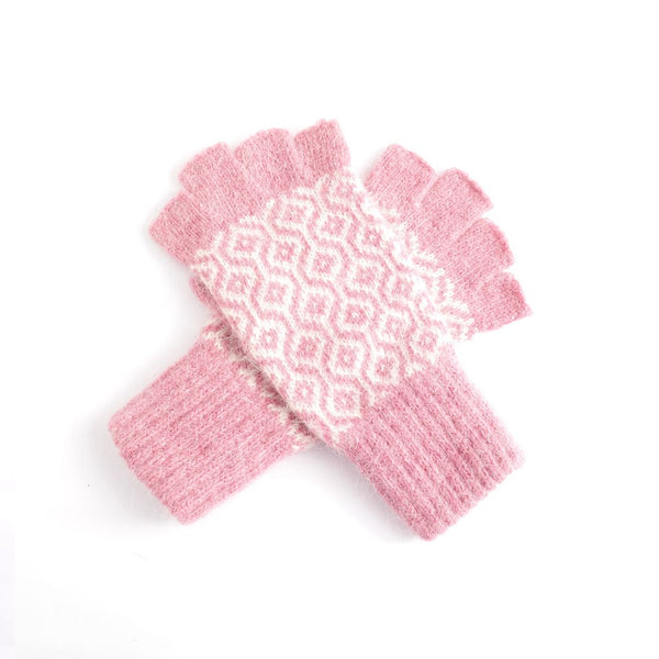 Fingerless Geometric Knit Gloves