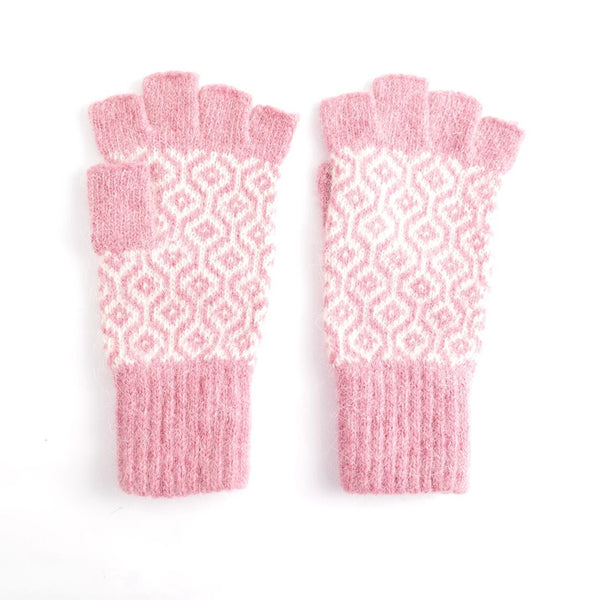 Fingerless Geometric Knit Gloves