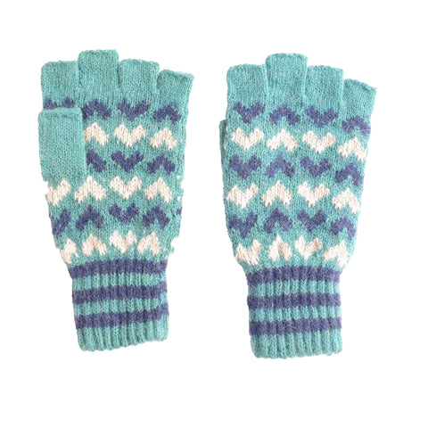 Fingerless Gloves with Love Heart Design