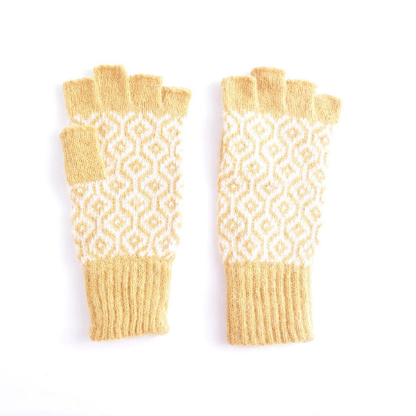 Fingerless Geometric Knit Gloves