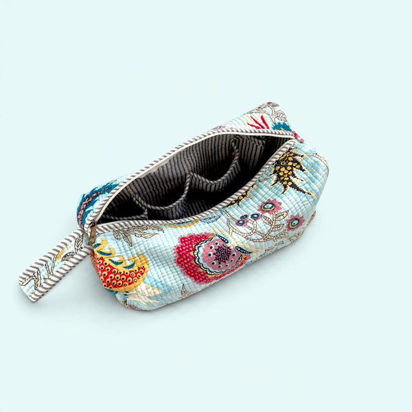 Hair Tool Bag - Quilted Cotton Dyson Airwrap / Hair tool storage bag - Blue Floral