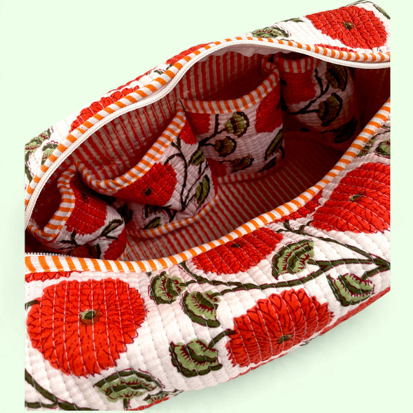 Hair Tool Bag - Quilted Cotton Dyson Airwrap / Hair tool storage bag - Red Floral