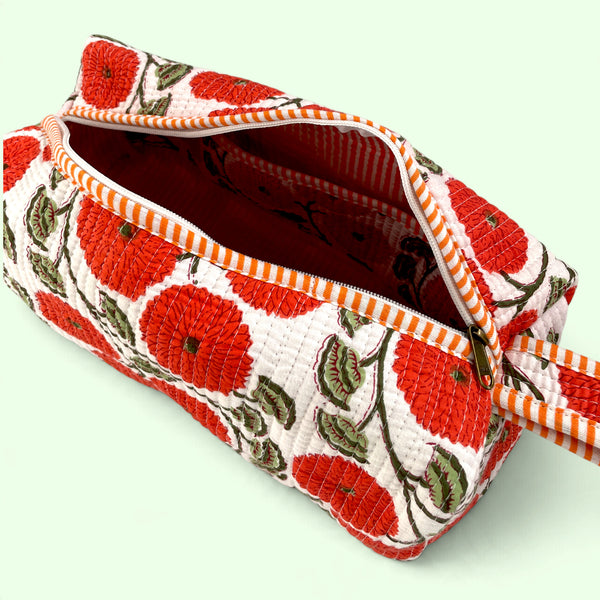 Hair Tool Bag - Quilted Cotton Dyson Airwrap / Hair tool storage bag - Red Floral
