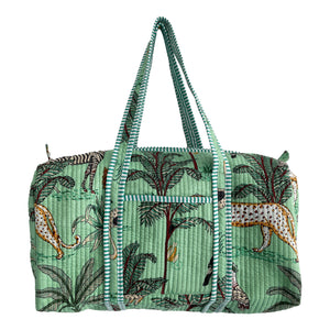 Jungle Print Weekend Duffle Print Bag in Mint Green