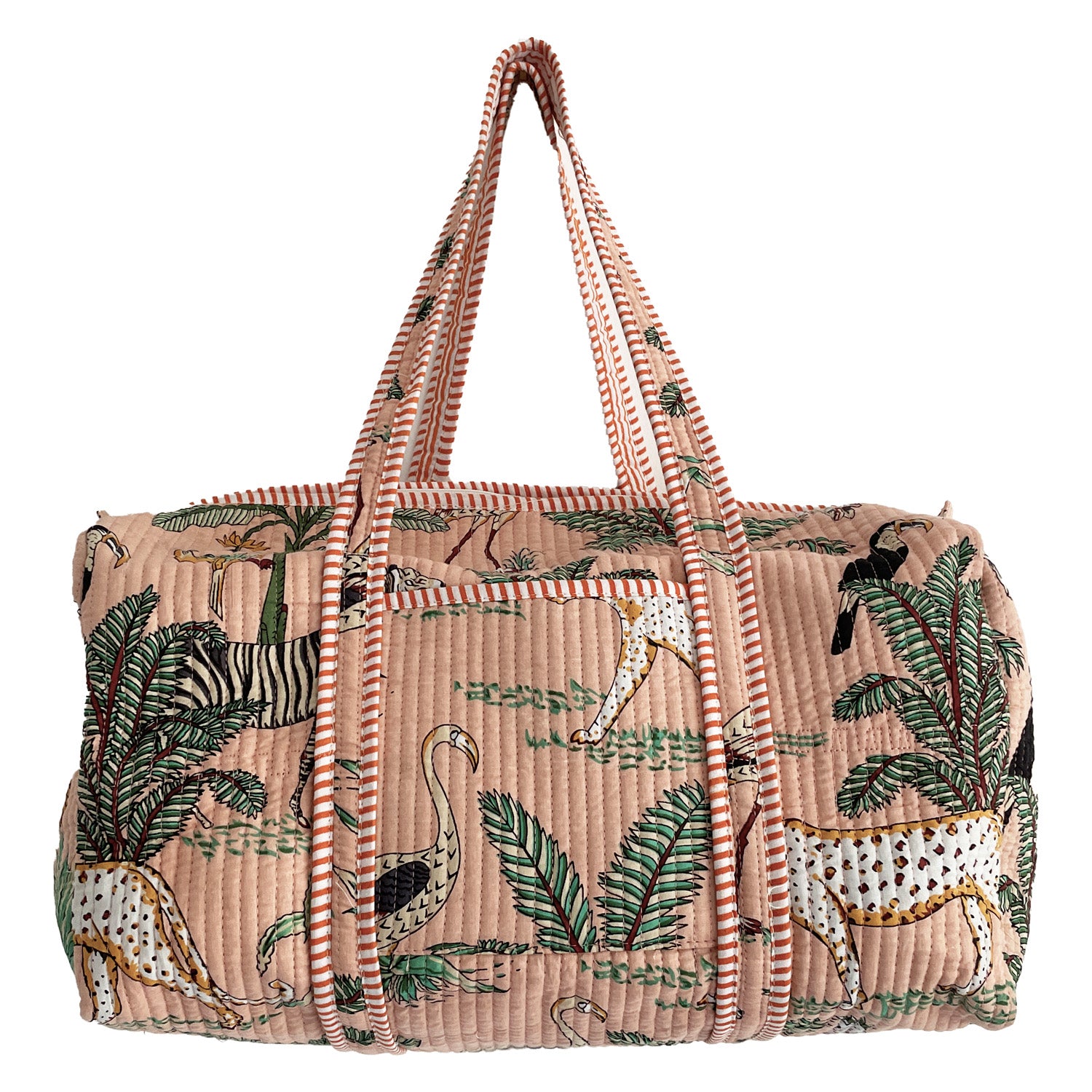 Jungle Print Weekend Duffle Print Bag in Peach