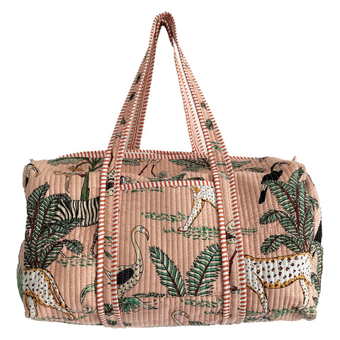 Jungle Print Weekend Duffle Print Bag in Peach