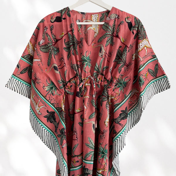 Leopard and Jungle Print 100% Cotton Beach Kaftan