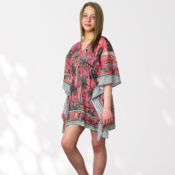 Leopard and Jungle Print 100% Cotton Beach Kaftan
