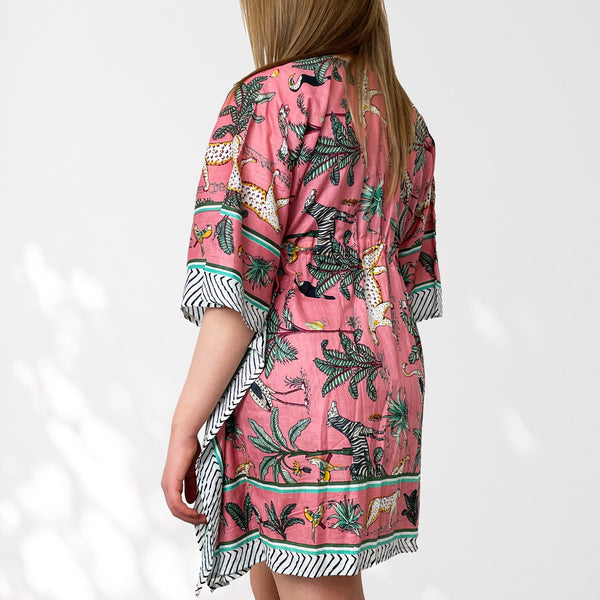 Leopard and Jungle Print 100% Cotton Beach Kaftan