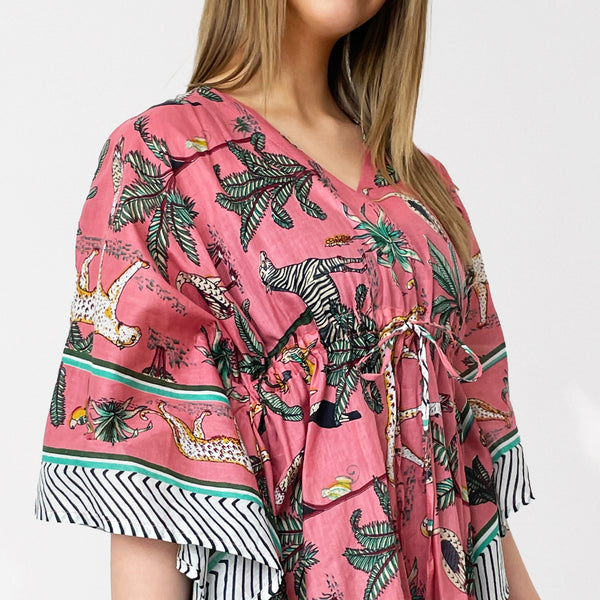 Leopard and Jungle Print 100% Cotton Beach Kaftan