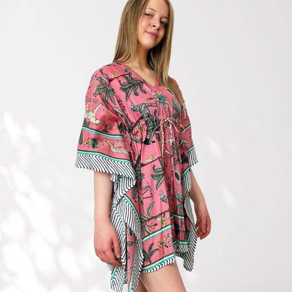 Leopard and Jungle Print 100% Cotton Beach Kaftan