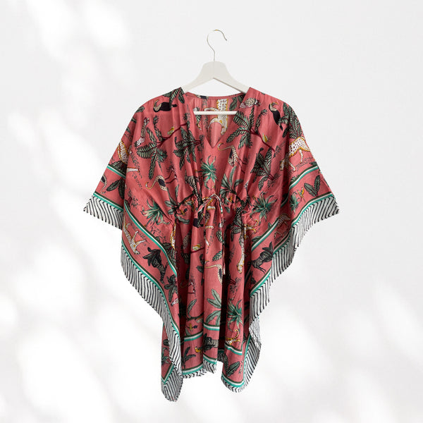Leopard and Jungle Print 100% Cotton Beach Kaftan