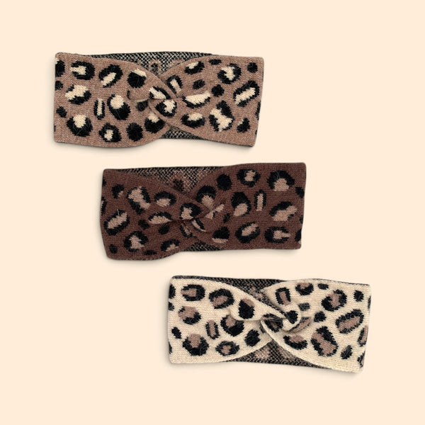 Leopard Knit Cosy Headband