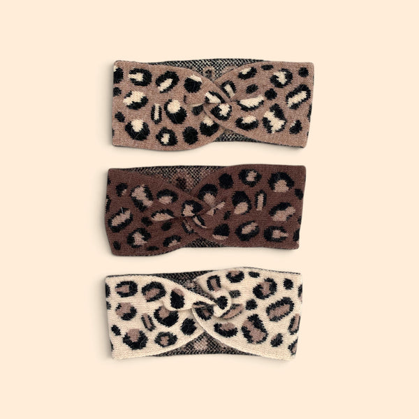Leopard Knit Cosy Headband