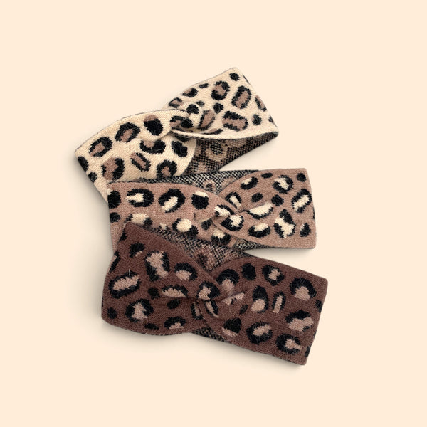 Leopard Knit Cosy Headband