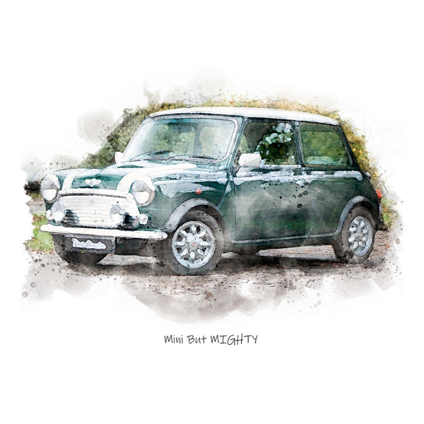 Mini Car Personalised Portrait Print