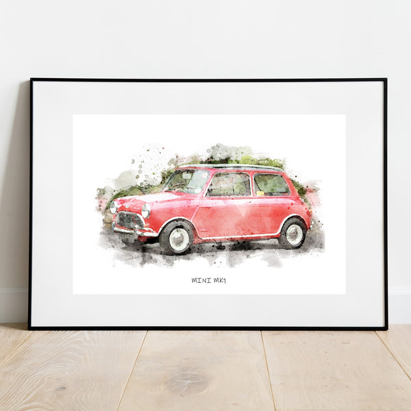 Mini Car Personalised Portrait Print