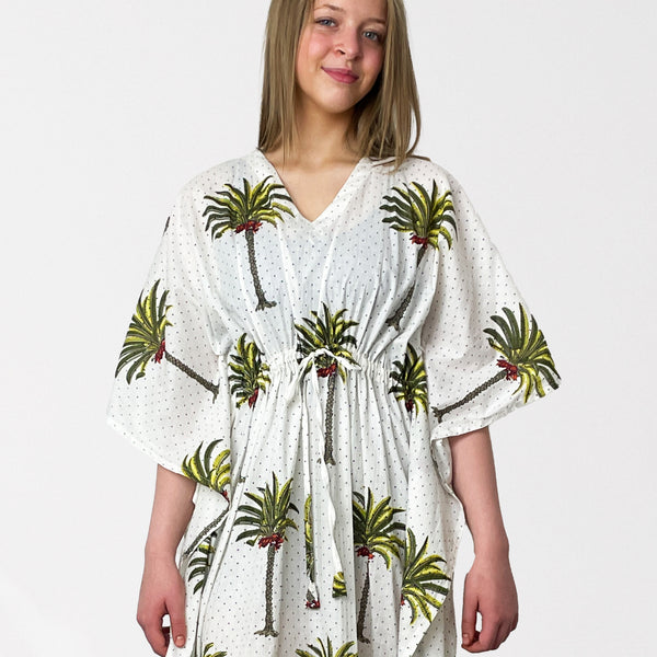 Palm Tree Print Long 100% Cotton Kaftan