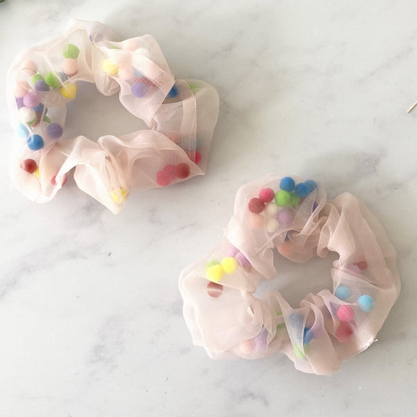 Pom Pom Hair Scrunchie Bobble