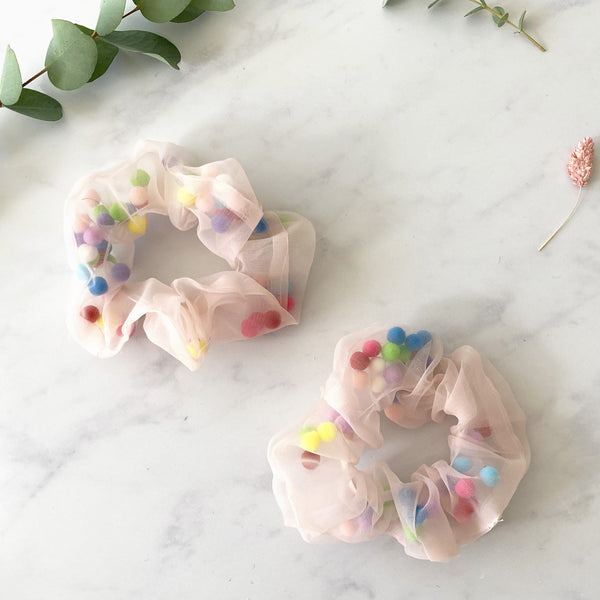 Pom Pom Hair Scrunchie Bobble
