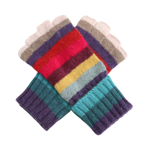 Rainbow Stripe Fingerless Gloves