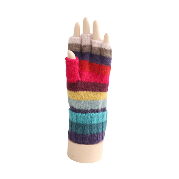Rainbow Stripe Fingerless Gloves