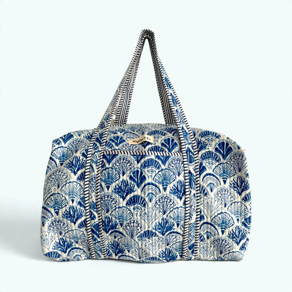 Seashell Print Cotton Quilted Weekend Duffle Bag