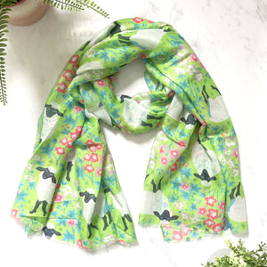 Sheep and Flower Meadow Print Scarf